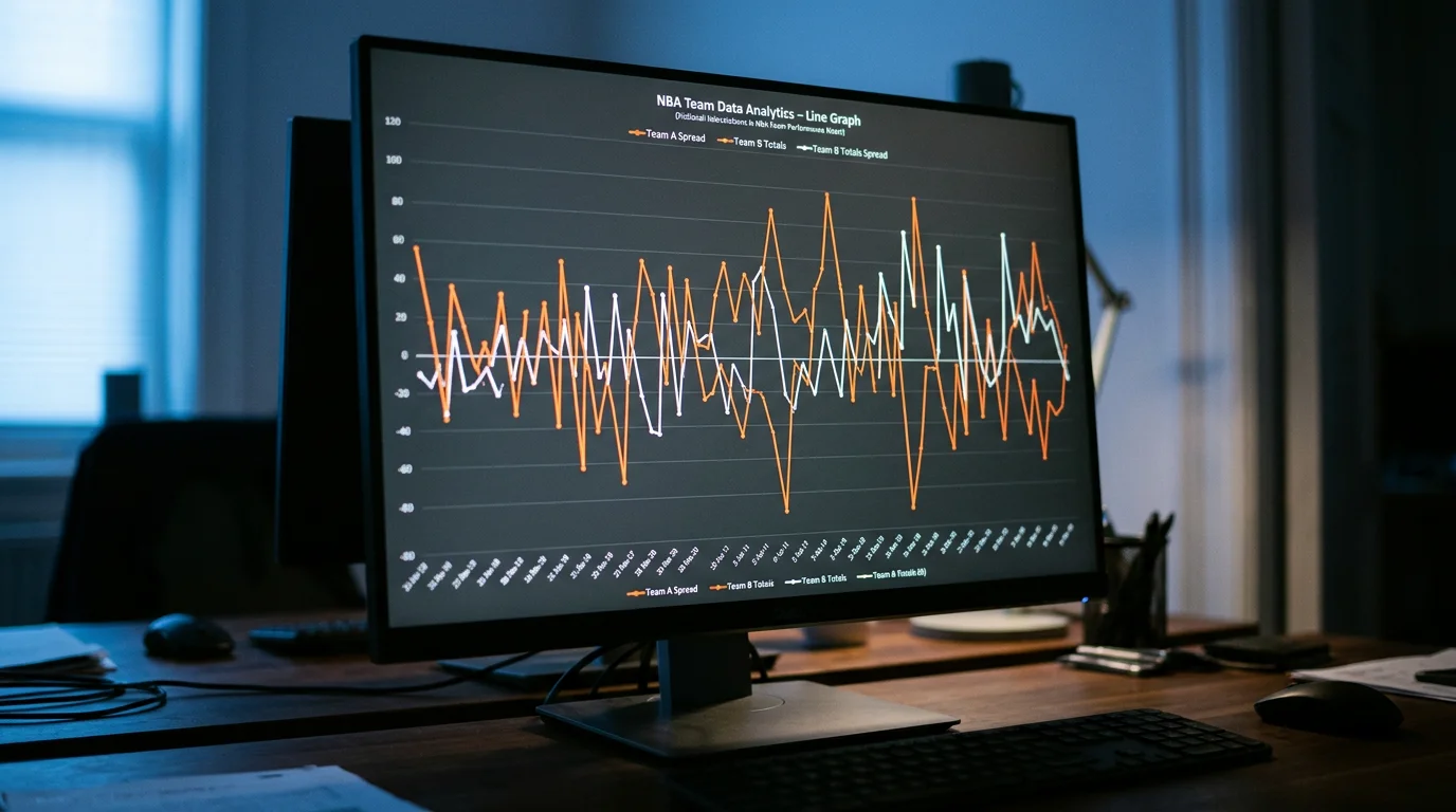 NBA betting line movement chart showing spread changes