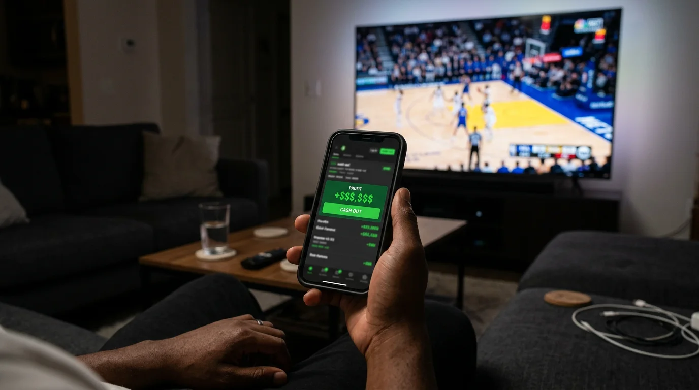 NBA betting cash out button showing live profit lock option