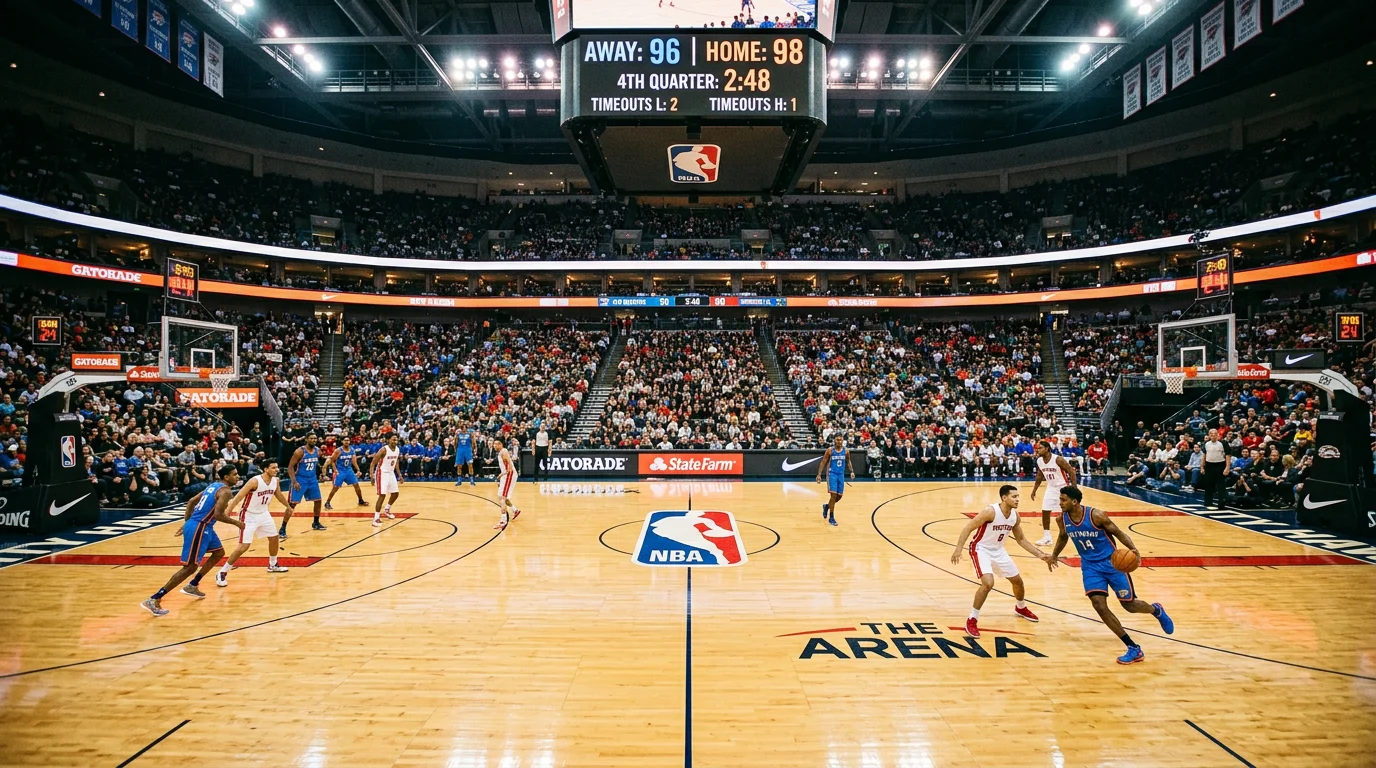 Basketball scoreboard showing combined game total for over under betting