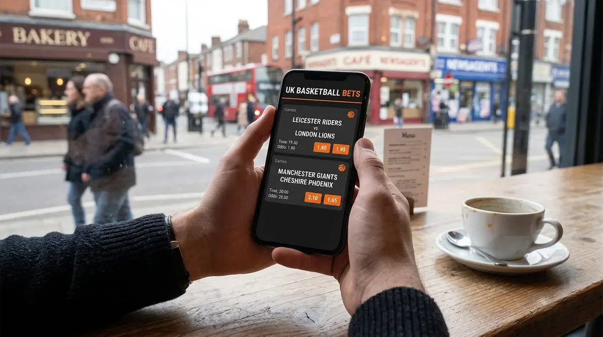 Person using a mobile betting app to place an NBA spread bet in the United Kingdom